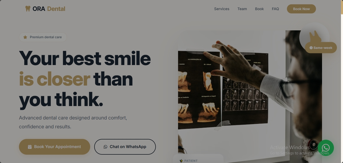 ORA Dental website concept